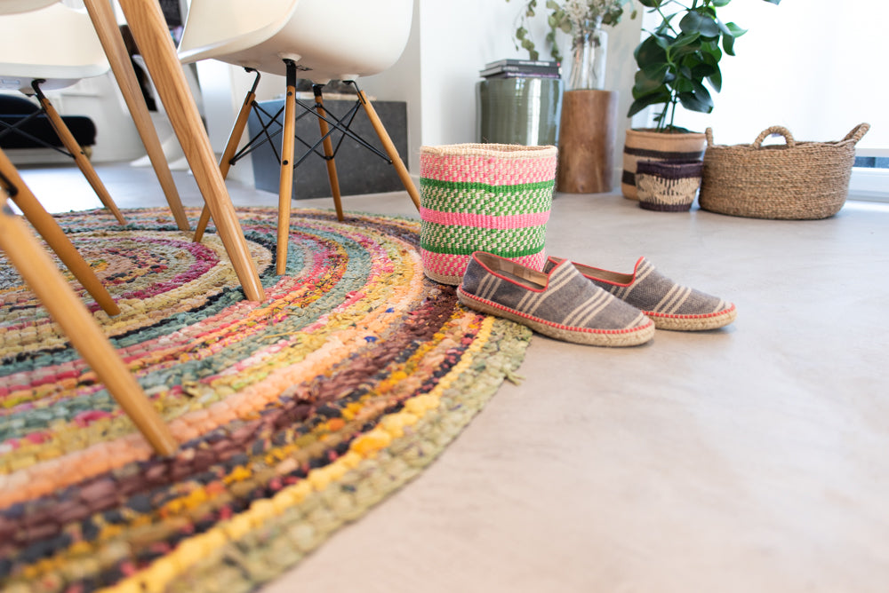 Handmade Sustainable Round Colourful Rug S 150 cm Ø Small 0040