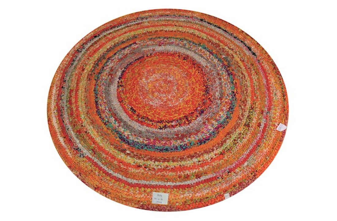 Handmade Sustainable Round Colourful Rug S 150 cm Ø 0006