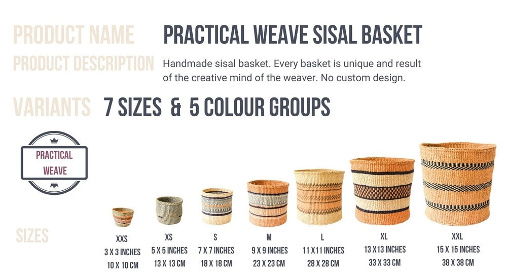 Artisanal Handwoven Sisal Basket Practical Weave XXS 23