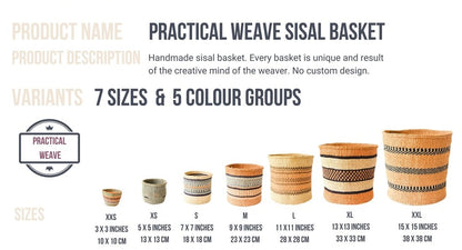 Artisanal Handwoven Sisal Basket Practical Weave - XS - 45