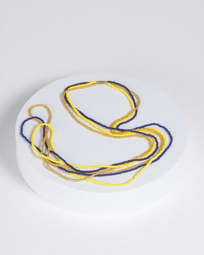 Matchi Harmony Beaded set: necklace, earrings and bracelet - Blue &amp; Yellow