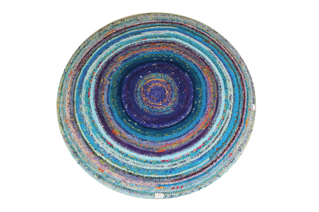 Handmade Sustainable Round Colourful Rug L 200 cm Ø 0014