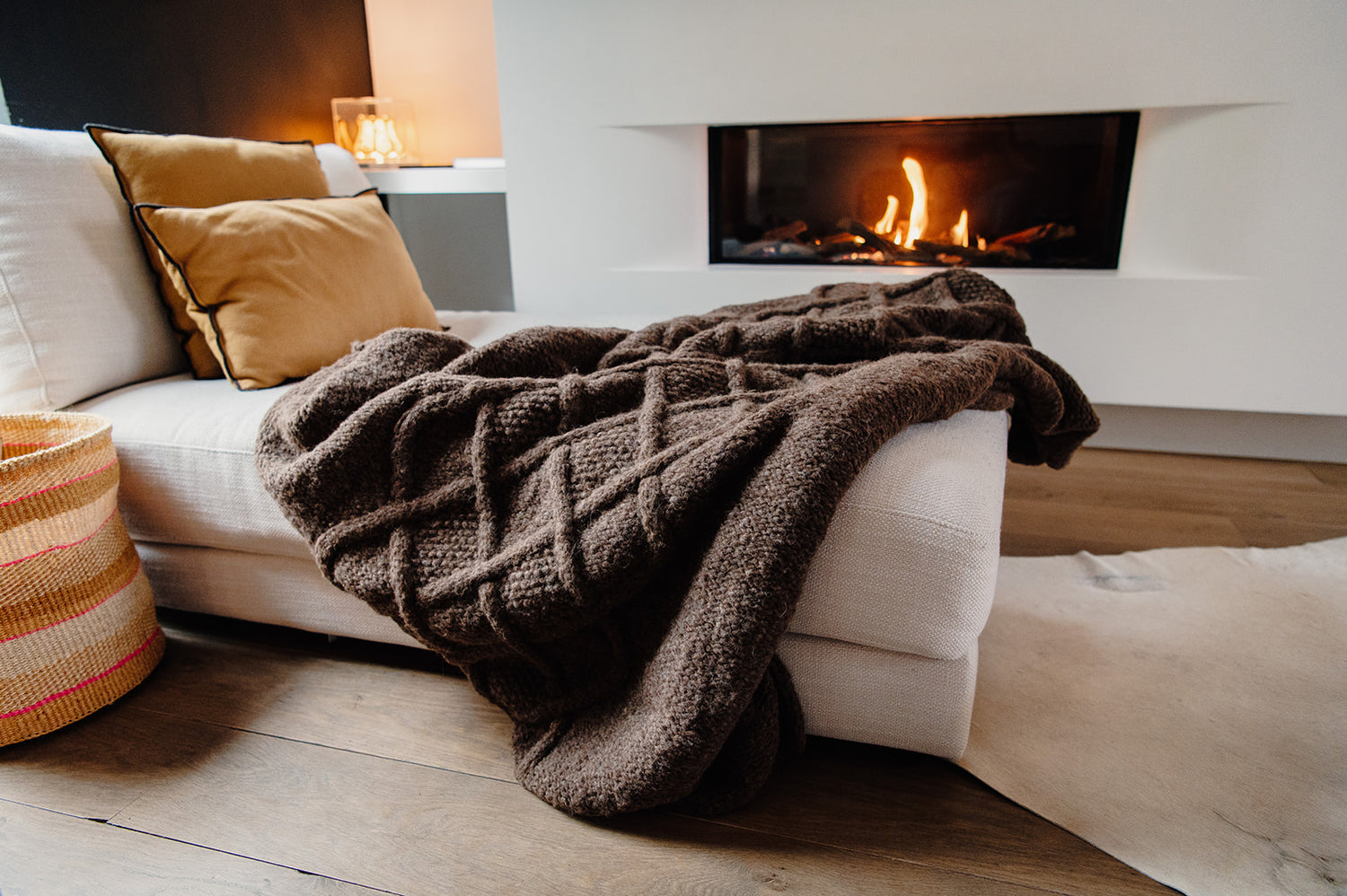 Marsipan Cable Alpaca Blanket: Cozy Luxury (130x156cm)